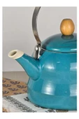 Vintage Ahşap Saplı Emaye Demlik Kettle 2,5Lt Turkuaz KR322-C - 3
