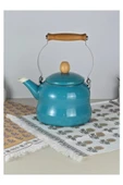 Vintage Ahşap Saplı Emaye Demlik Kettle 2,5Lt Turkuaz KR322-C - 1