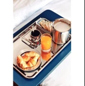 Zhlhome Sunum Tepsisi Çay Kahve Tepsisi 33x24 cm 430 Paslanmaz Çelik - 3