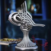 TUĞRA BOYTU ORTA BOY GÜMÜŞ RENK BİBLO - 1