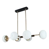 Apliqa Pura Sıralı Siyah Gold 60 Watt Modern Oturma Odası, Yemek Masası Üstü,  Salon Avize thumbnail 3