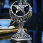 AY YILDIZ BOYTU ORTA BOY GÜMÜŞ RENK BİBLO - 1