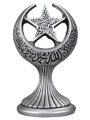 AY YILDIZ BOYTU ORTA BOY GÜMÜŞ RENK BİBLO - 2