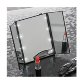 Monozone Katlanabilir 8LEDli  Makyaj Aynası Taşınabilir Seyahat Aynası 3 Taraflı MasaÜstü 25-15cm - 11