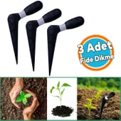 Fide Dikme Aparatı Aleti Fide Dikici Ve Sökücü Siyah Plastik 18 cm (3 Adet) - 1