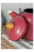 Vintage Ahşap Saplı Emaye Demlik Kettle 2,5Lt Kırmızı KR179-C - 4