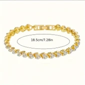 Antialerjik Gold Renk Kalp Figürlü Bijuteri Bileklik Parlak Taş Detaylarıyla Şık ve Zarif Tasarım thumbnail 2