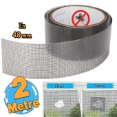 Yapışkanlı Sineklik Tülü Tamir Bandı Yırtık Kopmuş Delik Fiber Tül Yapıştırma Siyah 48 mm x 2 Metre - 1