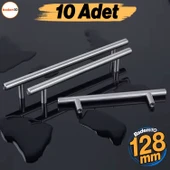 Pürüzsüz 128 mm İnox Metal 10 Adet Dolap Dolabı Mobilya Mutfak Çekmece Kapak Kulbu Kulpu Kulpları - 1