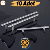 Pürüzsüz 96 mm İnox Metal 10 Adet Mobilya Mutfak Çekmece Dolap Dolabı Kapak Kulbu Kulpu Kulpları thumbnail 1