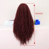 Kızıl Kahve Uzun Kıvırcık Dalgalı Fiber Sentetik Tül Peruk thumbnail 6