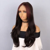 Kahverengi Perçemler Kızıl Işıltılı Tül Peruk thumbnail 3