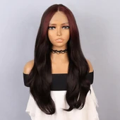 Kahverengi Perçemler Kızıl Işıltılı Tül Peruk thumbnail 1