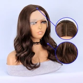 Koyu Kumral Platin Işıltılı Tül Peruk thumbnail 4