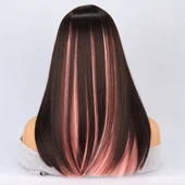 Kahverengi Pembe Işıltılı Tül Peruk - 4