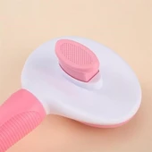 Kedi Köpek Tüy Toplayıcı Kendini Temizleyebilen Ergonomik Saplı Evcil Hayvan Tarağı Pembe - 3