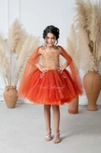 Dantelli Mini Elbise Kiremit - 1