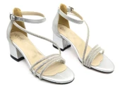 İremsu Dört Şerit Taş Detaylı Kısa Topuklu Kadın Abiye Ayakkabı thumbnail 7