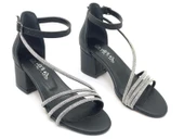 İremsu Dört Şerit Taş Detaylı Kısa Topuklu Kadın Abiye Ayakkabı thumbnail 3