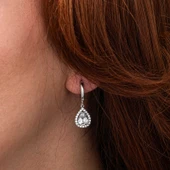 Gümüş Beyaz Zirkon Taşlı Damla Kadın Set  SL10715 thumbnail 9