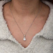 Gümüş Beyaz Zirkon Taşlı Damla Kadın Set  SL10715 thumbnail 5