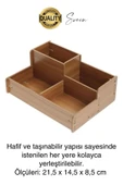 Özel Üretim 4 Bölmeli Masa Üstü Ahşap Kalem Kağıt Ataş Takı Organizeri Düzenleyici Kutu Ofis Masası - 5