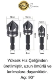 A Kalite 3 Parça Premium Havşa Açma Matkap Ucu Seti HSS Bits Uçlu Paslanmaz Çelik Kalın 12-16-19 mm - 3