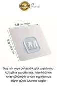 10 Ad. Ekstra Güçlü Kendinden Yapışkanlı İz Bırakmaz Suya Dayanıklı Banyo Rafı Tablo Ayna Askı Kanca - 4