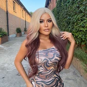 Platin Çikolata Kahve Ombreli Uzun Dalgalı Tül Peruk - 1