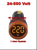 GWEST 24v-550v Voltmetreli SARI Sinyal Lambası 220v Göstergeli 22mm - 2