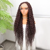 Afro Dalga Çikolata Kahve Fiber Sentetik Tül Peruk - 3