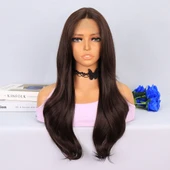 Çikolata Kahve Uçlar Hafif Dalgalı Tül Peruk - 1