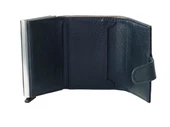 Bagacar DG02 Hakiki Deri Çıtçıtlı Mekanizmalı Cüzdan Kartlık Lacivert - 8