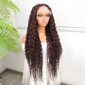 Afro Dalga Çikolata Kahve Fiber Sentetik Tül Peruk - 2