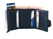 Bagacar DG02 Hakiki Deri Çıtçıtlı Mekanizmalı Cüzdan Kartlık Lacivert - 3