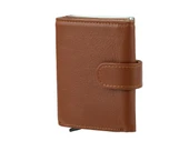 Bagacar DG02 Hakiki Deri Çıtçıtlı Mekanizmalı Cüzdan Kartlık Camel - 8