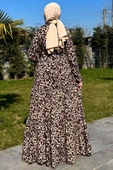 Leopar Desenli Elbise Kahve thumbnail 9