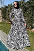 Leopar Desenli Elbise Siyah thumbnail 9