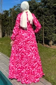 Su Desenli Elbise Pembe thumbnail 8
