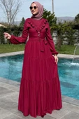Jale Elbise Bordo - 7