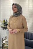 İsra Triko Elbise Bej - 2