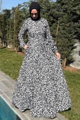 Leopar Desenli Elbise Siyah thumbnail 7