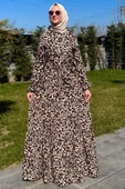 Leopar Desenli Elbise Kahve thumbnail 5