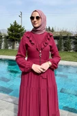 Jale Elbise Bordo - 4