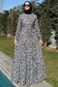 Leopar Desenli Elbise Siyah thumbnail 8