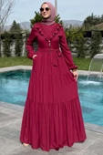 Jale Elbise Bordo - 1