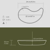 Lava Fajita Tabağı Damla Form Siyah Mat 10 X 20 Cm - 3