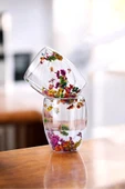Tilbe Home 2'li Çift Cidarlı Flower Cup 250ml Çiçekli Bardak Kahve Çay Bardağı El Yapımı Cam Bardak Seti - 3