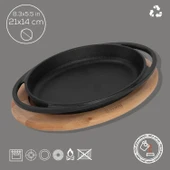 Lava Sahan Oval Siyah Mat Ahşap Stand 21 X 14 Cm Eco - 2