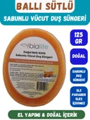 BALLI SÜTLÜ Özlü Doğal El Yapımı Sabunlu Vücut Duş Süngeri - Bialife - 1